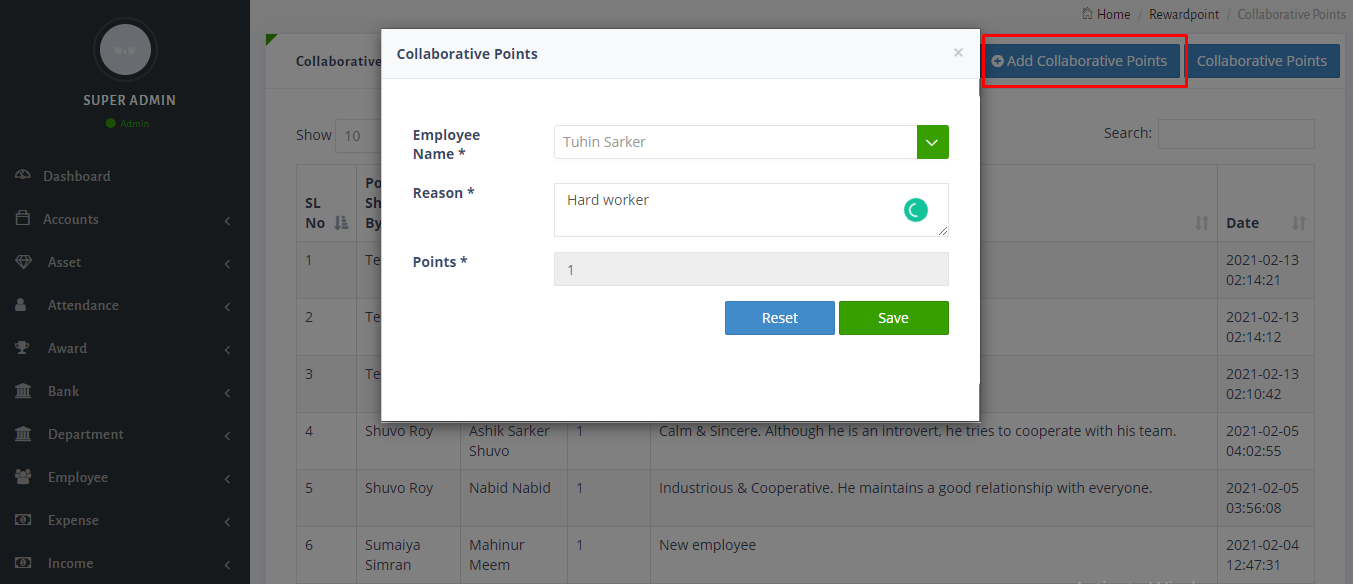 Add Collaborative points